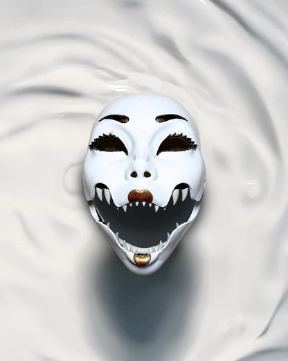 Demon Geisha; Mythology Geisha Moveable Jar, Japanese folklore mask, handcrafted Venetian mask, cosplay fantasy