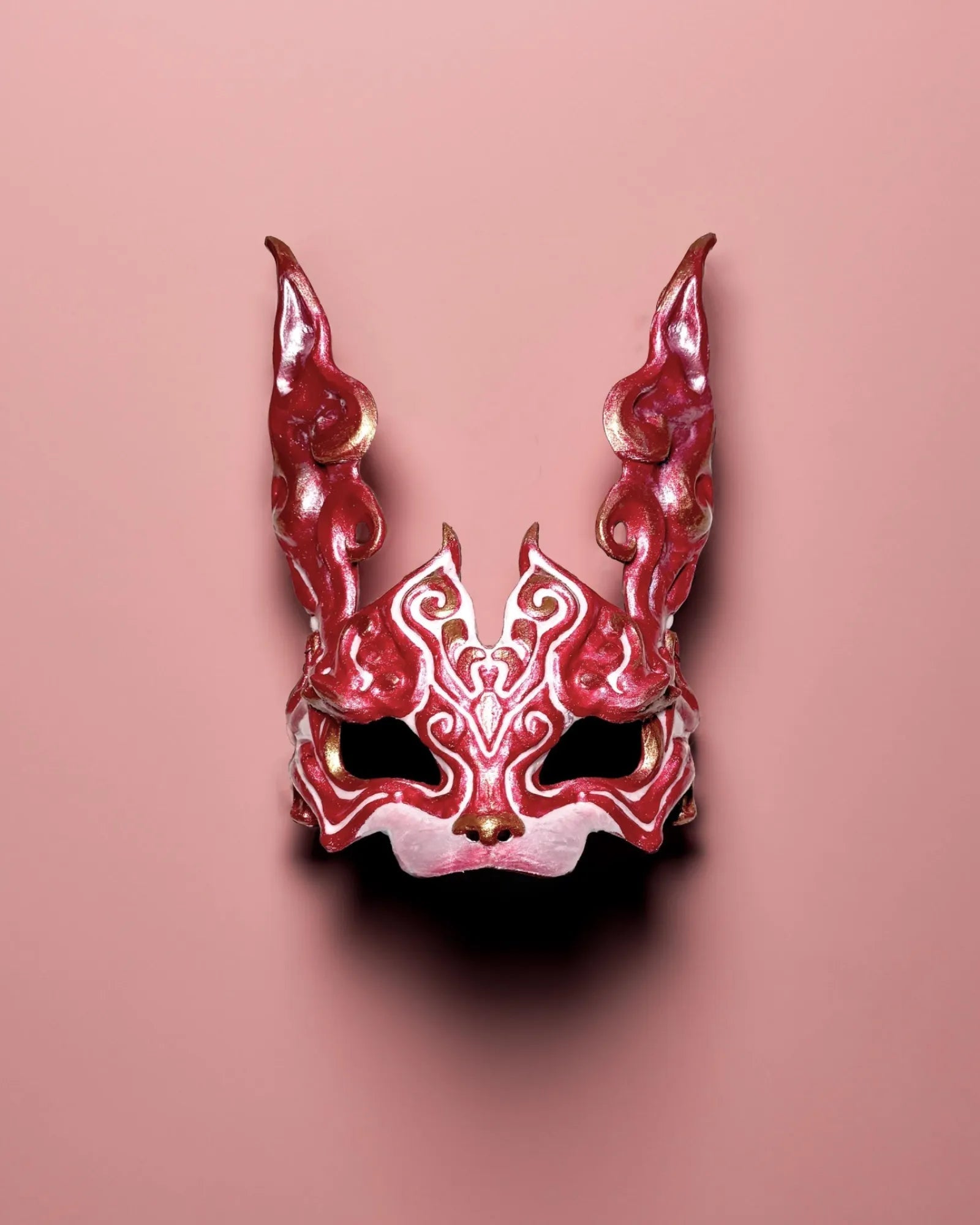 Easter Red, White and Gold Rabbit; Masque De Lapin, Steampunk mask - Venemask