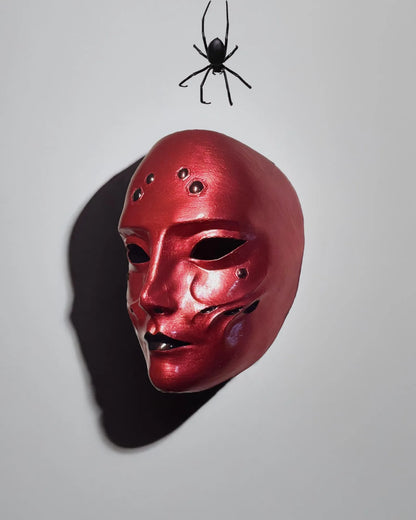 Elise League of Legends Noxus Red Spider; Elise Kythera Zaavan, Dormant Spiderling Mask, handcrafted Venetian cosplay fantasy mask