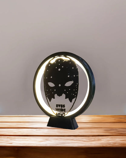 Eyes Wide Shut Bill Harford - Round circle ambient table lamp - White and daylight led - Home decor - Table decoration, venetian mask design