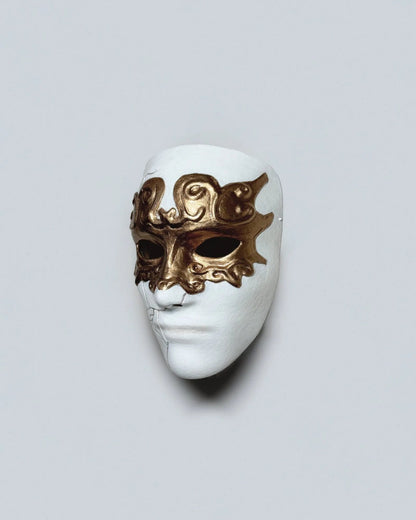 Eyes Wide Shut Inspired; Fidelio, Gold Eyes White Venetian mask - Venemask