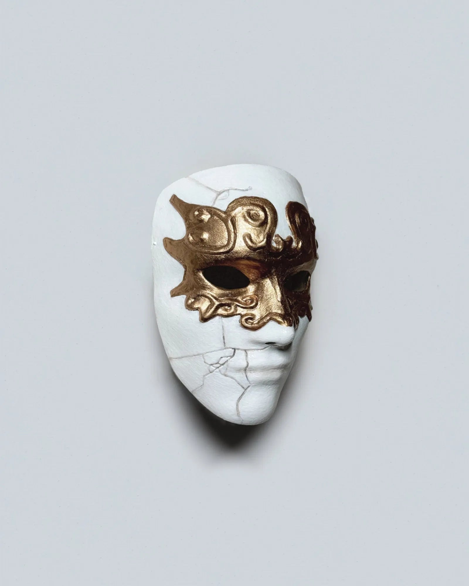 Eyes Wide Shut Inspired; Fidelio, Gold Eyes White Venetian mask, handcrafted fantasy design for cosplay and masquerade events.