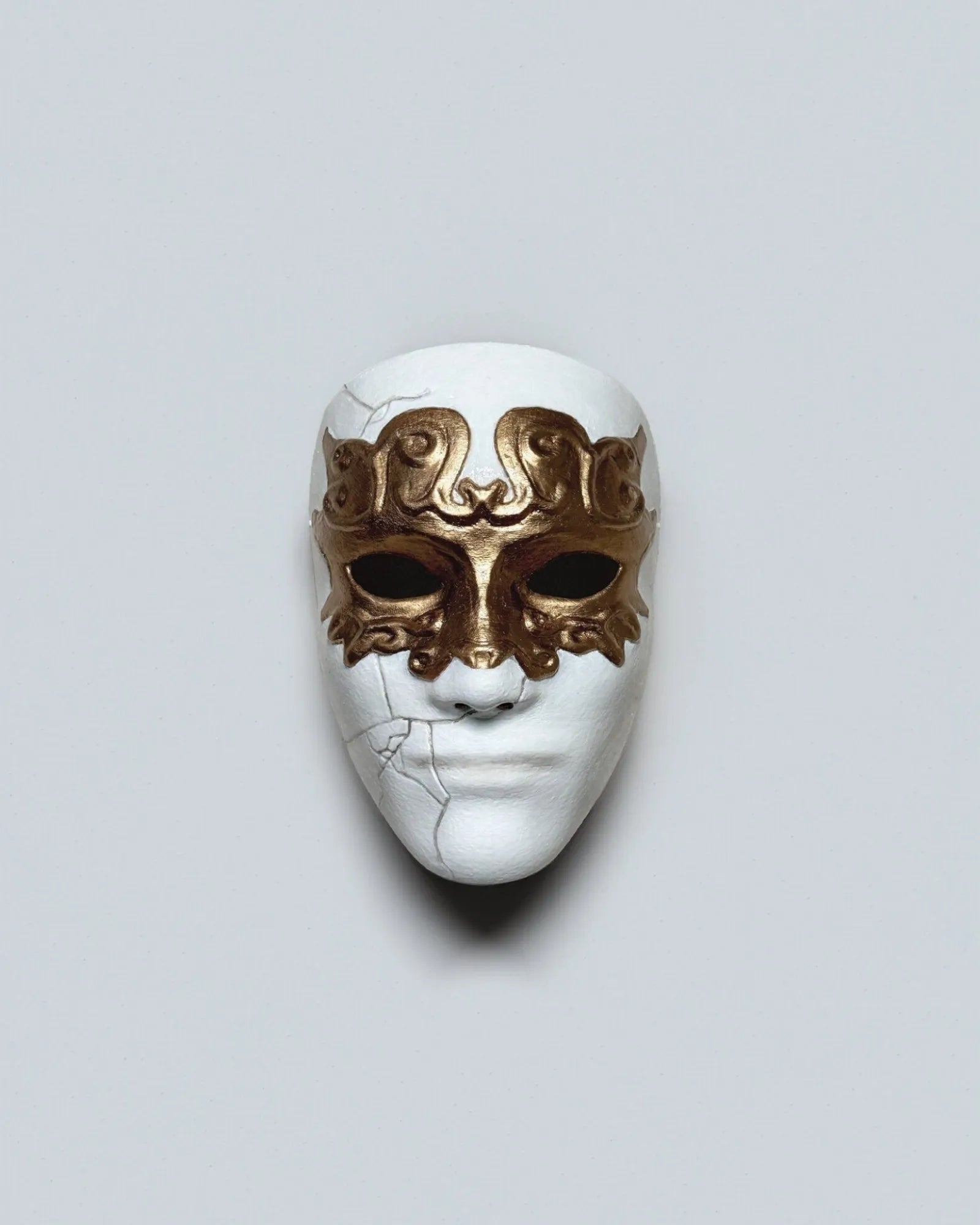 Eyes Wide Shut Inspired; Fidelio, Gold Eyes White Venetian mask, handcrafted for cosplay and fantasy, traditional Venetian design.