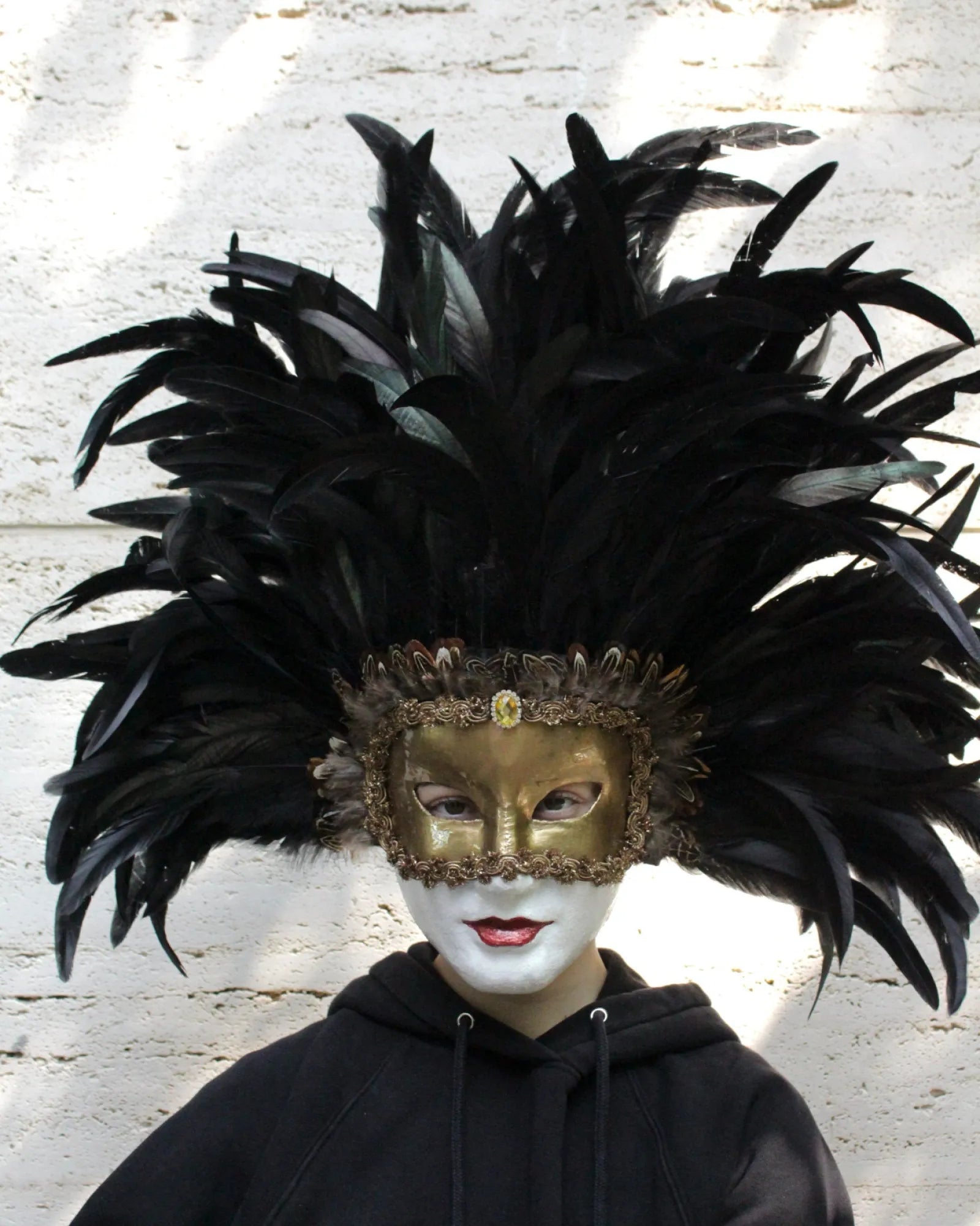 Eyes Wide Shut Mandy; Original Pattern Black Feathers, Kubrick Film Mask, handcrafted Venetian cosplay mask with luxurious feathers.