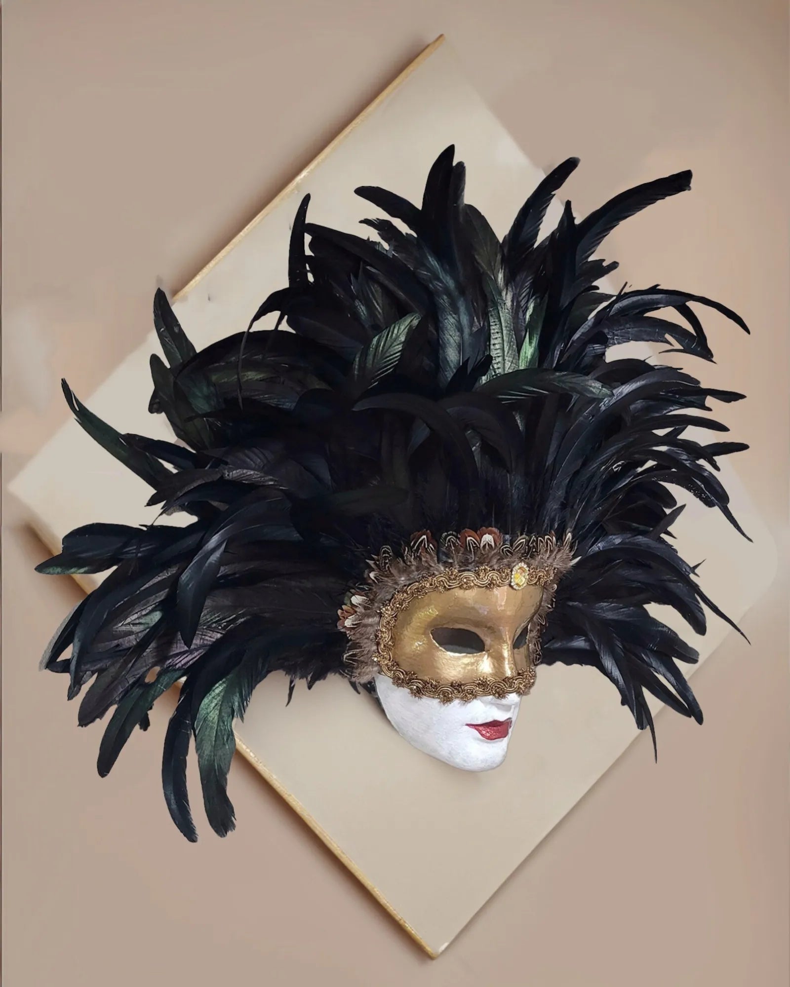 Eyes Wide Shut Mandy; Original Pattern Black Feathers, Kubrick Film Mask - Venemask