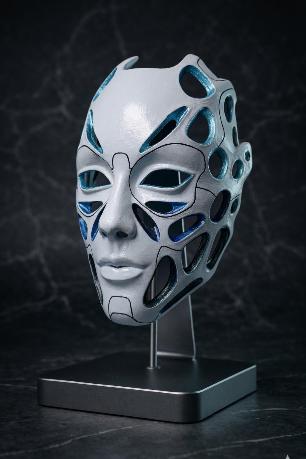 Futuristic Cyberpunk AI Comcept Mask: Sci - Fi Cosplay, AI Alien Face Mask, Techwear Costume Prop - Venemask