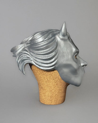 Ghost Nameless Ghoul Prequelle Era 4; Full Head Helmet Mask, handcrafted Venetian cosplay fantasy mask, side view