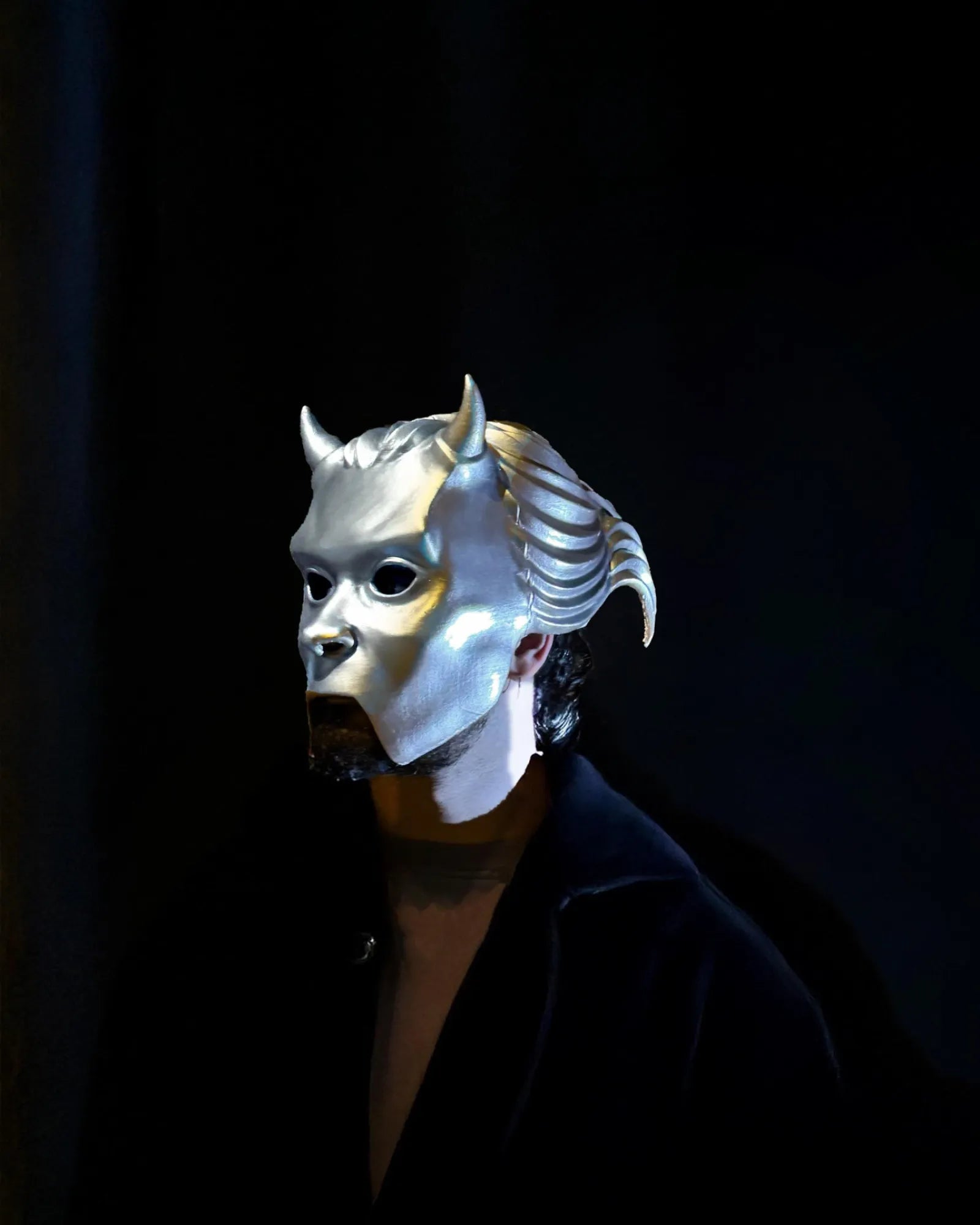 Ghost Nameless Ghoul Prequelle Era 4; Full Head Helmet Mask, handcrafted Venetian cosplay mask for fantasy and Halloween.