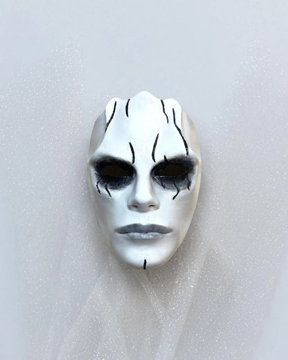 Gothic Face Venetian; White Face with Black lines, Masquerade Party Mask - Venemask