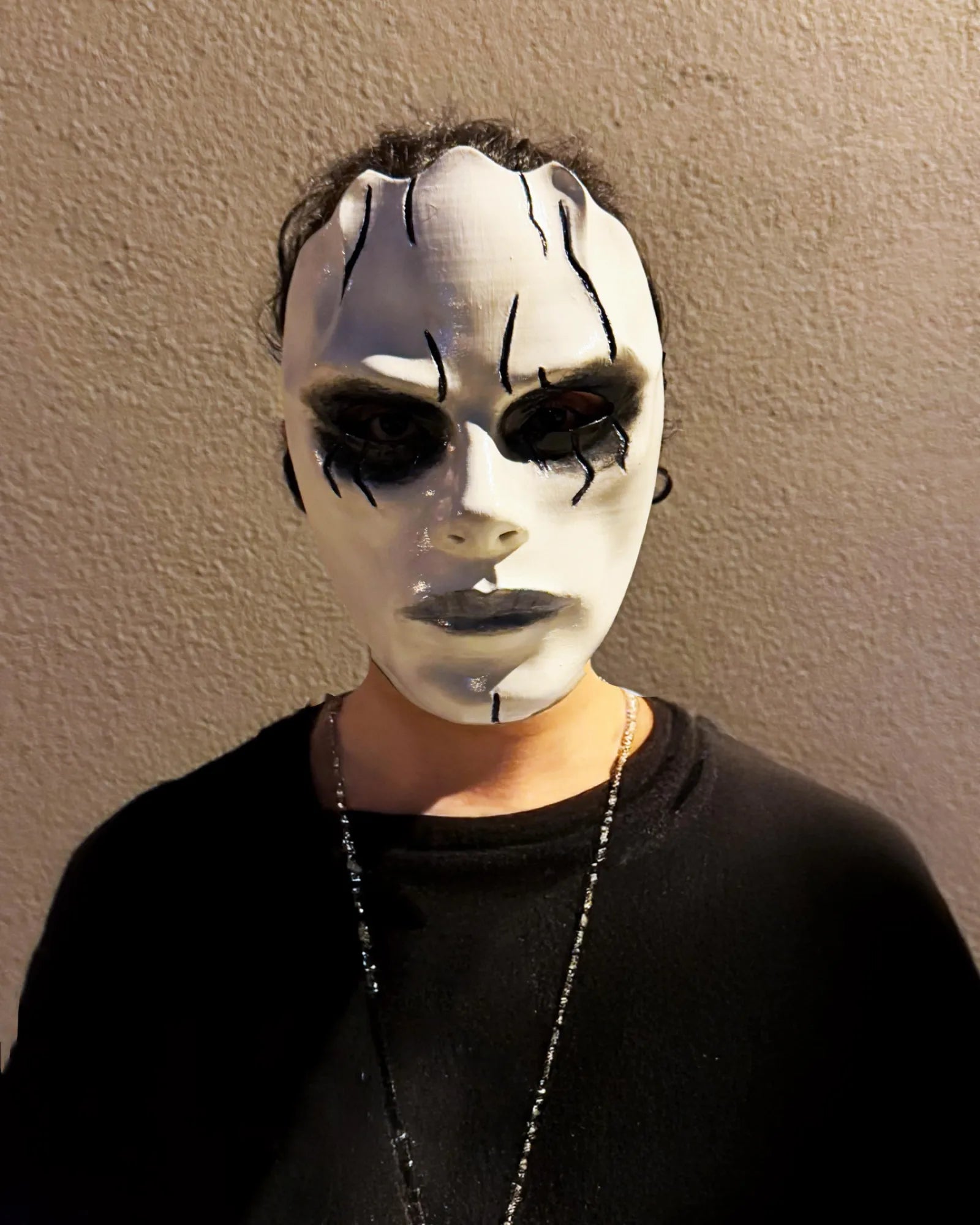 Gothic Face Venetian; White Face with Black lines, Masquerade Party Mask - Venemask