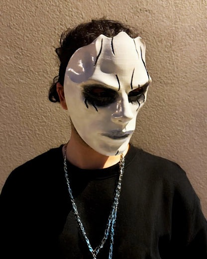 Gothic Face Venetian; White Face with Black lines, Masquerade Party Mask - Venemask