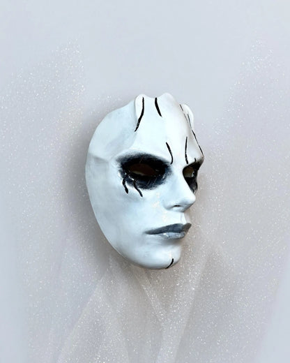 Gothic Face Venetian; White Face with Black lines, Masquerade Party Mask, handcrafted venetian cosplay fantasy mask with elastic bands.