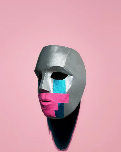 Handcrafted Hollywood Undead Deuce; 2010, Metal Look, Pink Tape, Tha Produca Big Deuce mask, Venetian cosplay fantasy mask