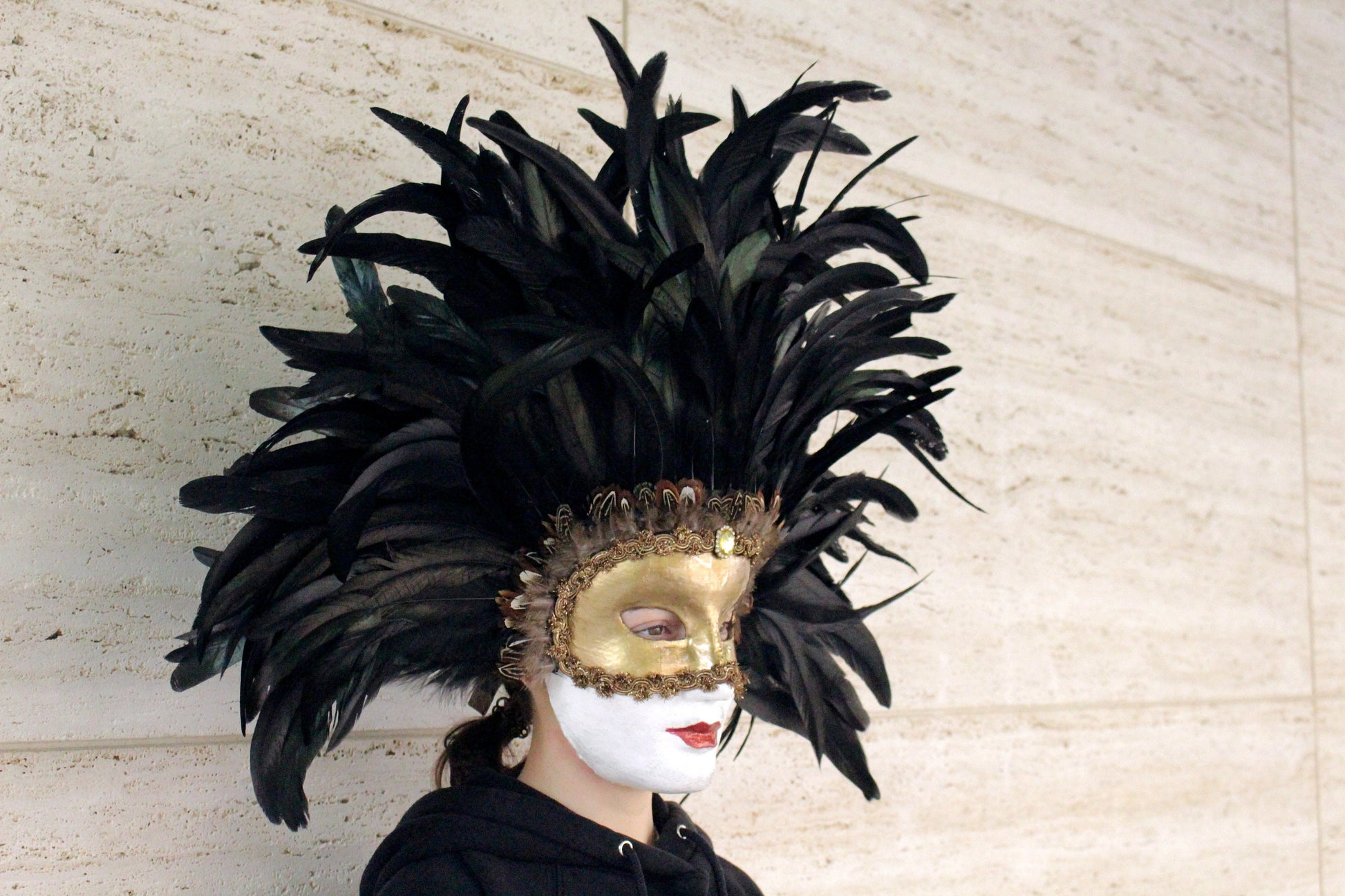 Eyes Wide Shut Original Pattern - Mandy Mask - Black Feathers - Kubrick Film Mask - Masquerade Mask - Grand Ball Mask - Interior Design Mask