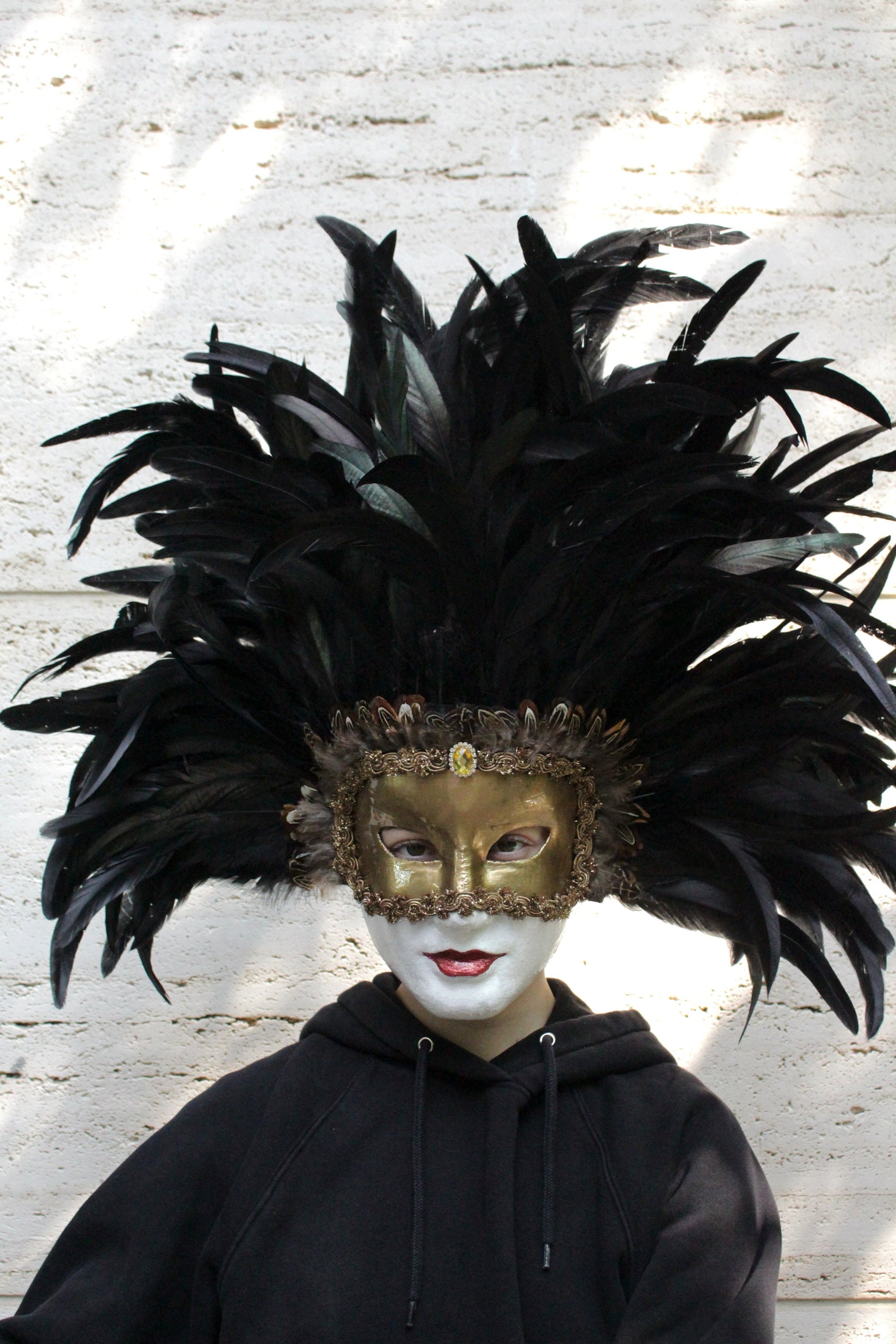 Eyes Wide Shut Original Pattern - Mandy Mask - Black Feathers - Kubrick Film Mask - Masquerade Mask - Grand Ball Mask - Interior Design Mask