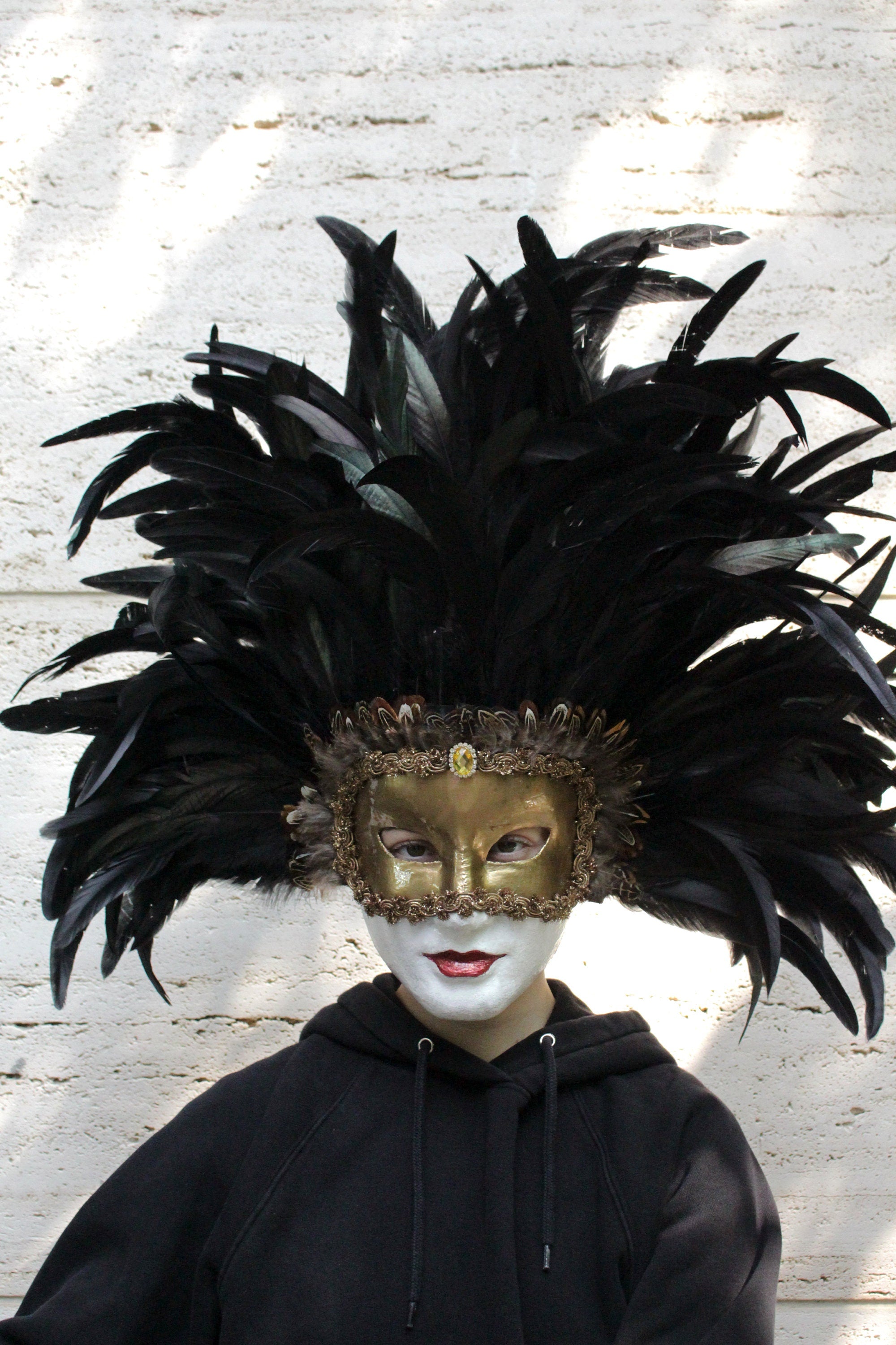 Eyes Wide Shut Original Pattern - Mandy Mask - Black Feathers - Kubrick Film Mask - Masquerade Mask - Grand Ball Mask - Interior Design Mask