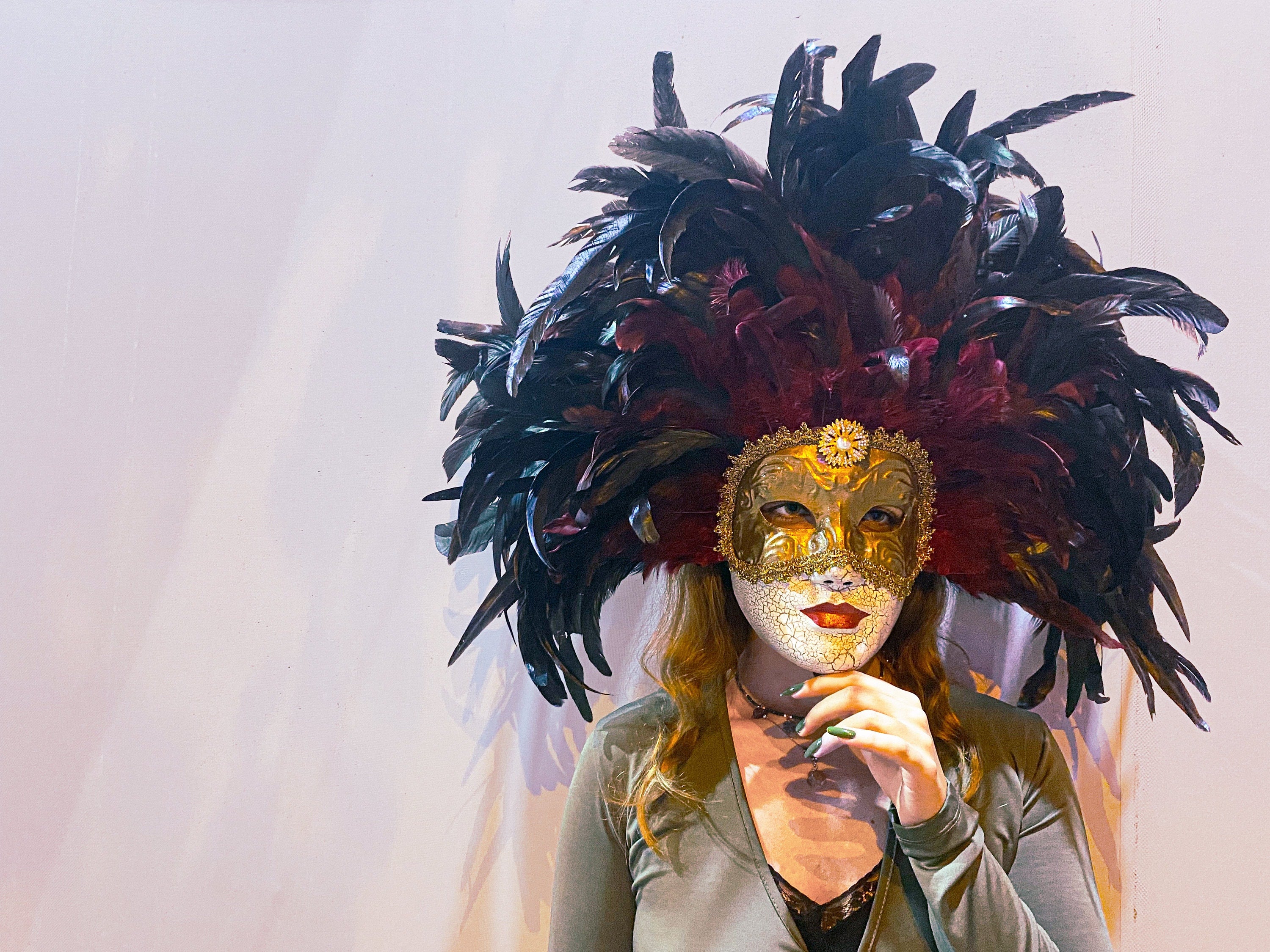 Feather Princess Woman - Venetian Mask - Masquerade Mask - Eyes Wide Shut inspired
