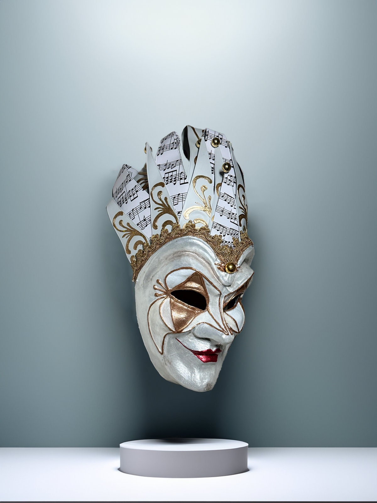 Joker Venetian Mask Unique White - Colorful Rio Carnival - Techno - Wall Decor -