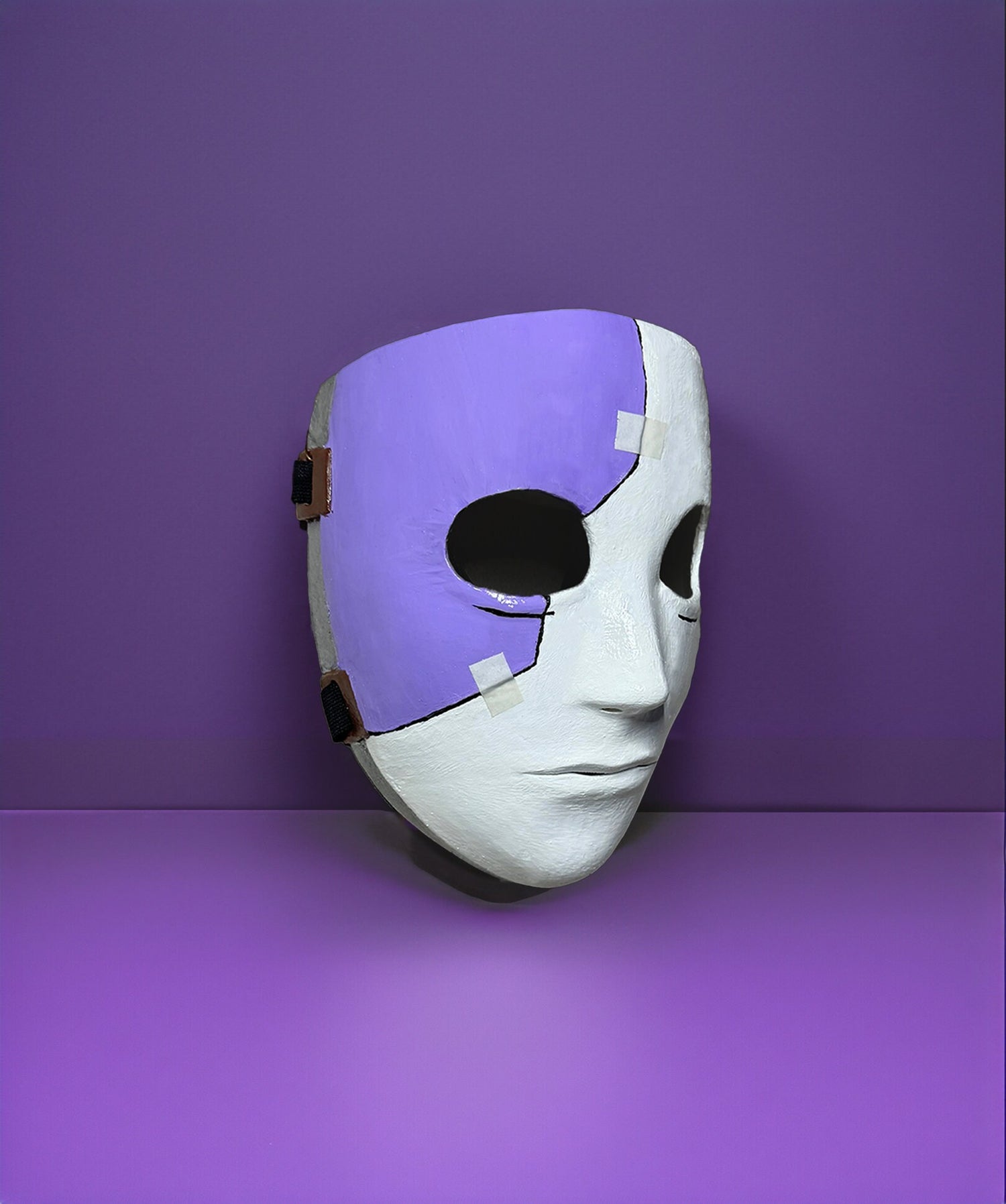 Sally Face Mask For Cosplay - Purple and White Mask - Sal Fisher Prosthesis Mask