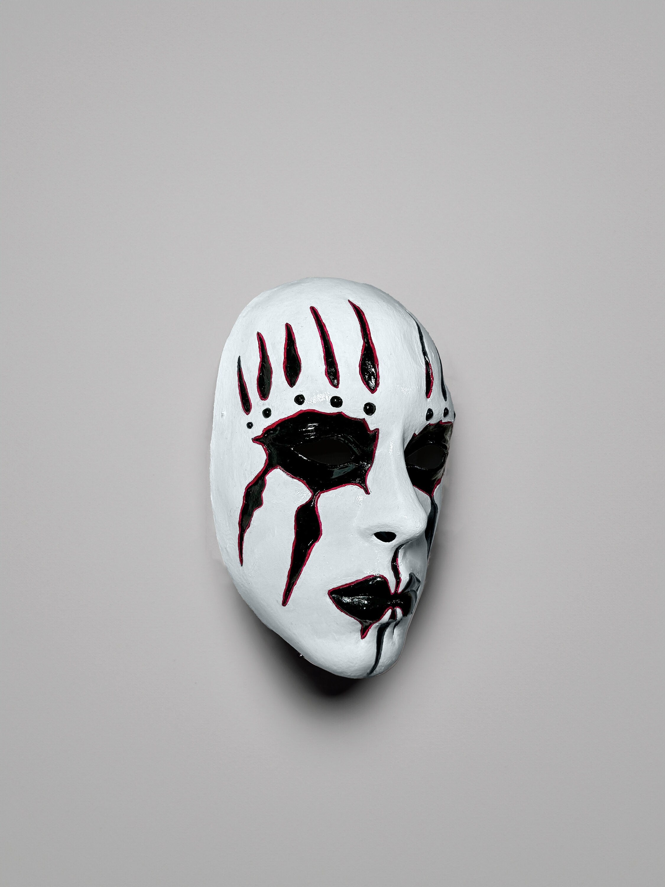 Slipknot Joey Jordison Mask - White and Black with Red Lines Mask - Metal Music