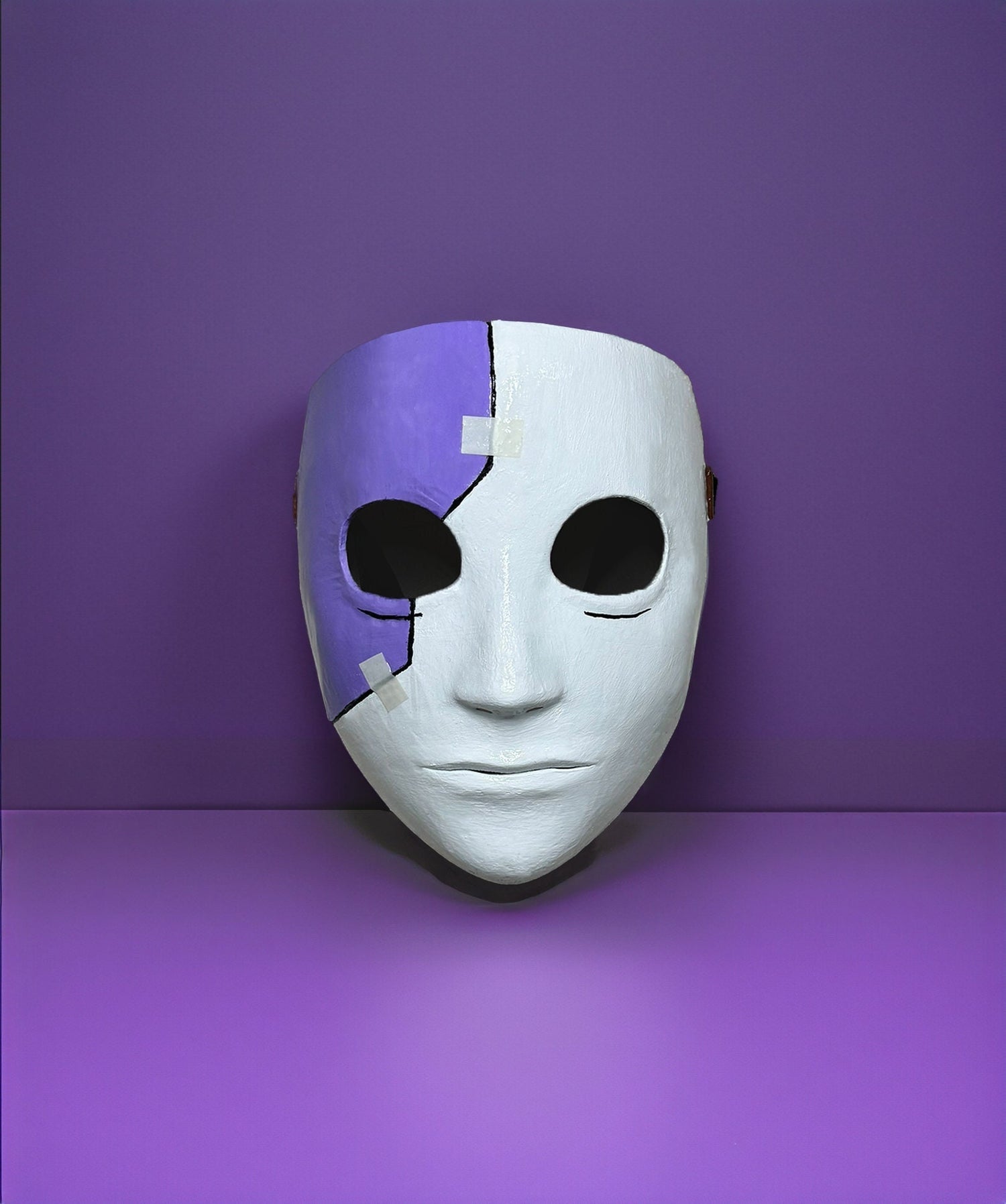 Sally Face Mask For Cosplay - Purple and White Mask - Sal Fisher Prosthesis Mask