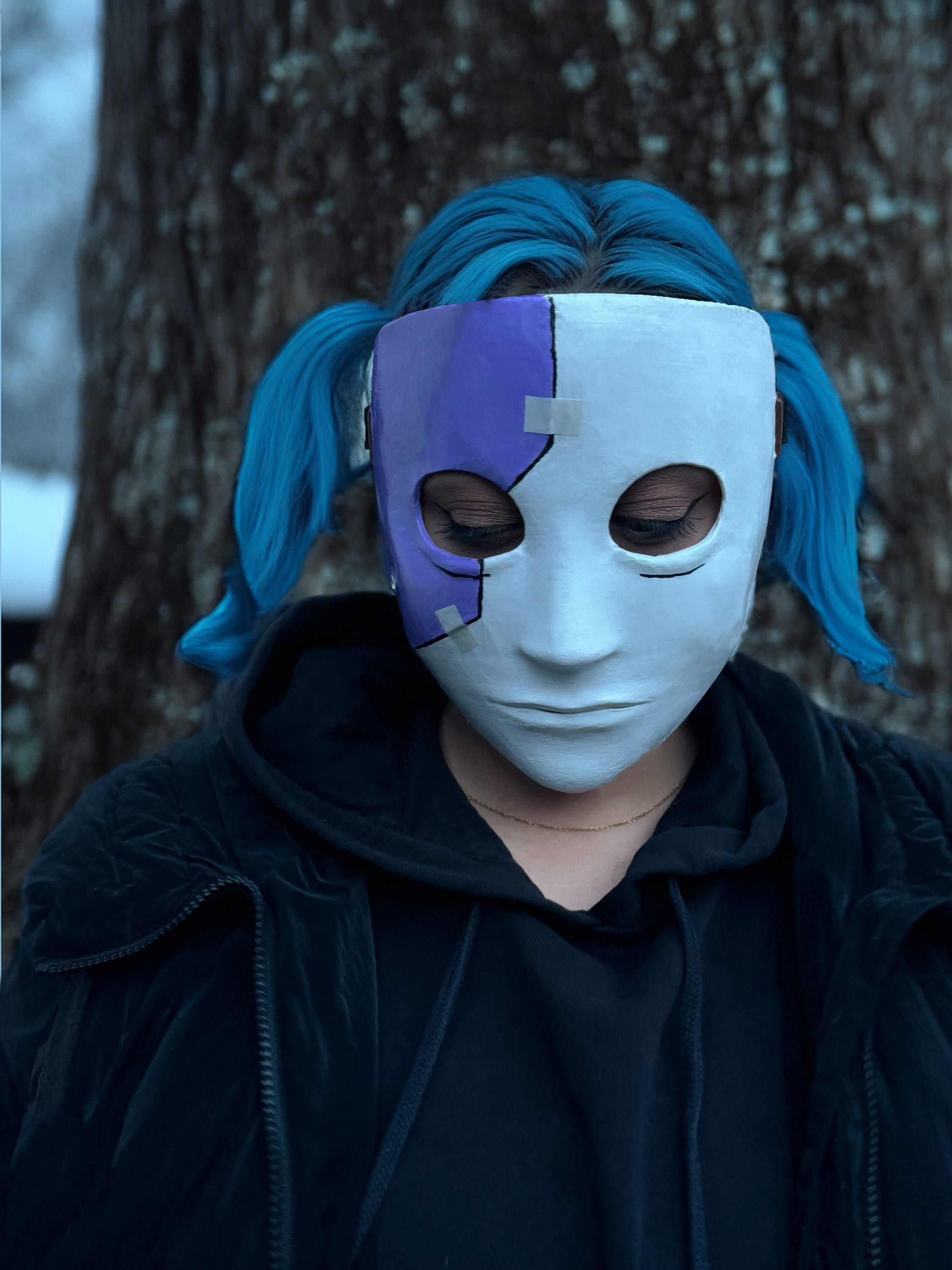 Sally Face Mask For Cosplay - Purple and White Mask - Sal Fisher Prosthesis Mask - Venemask