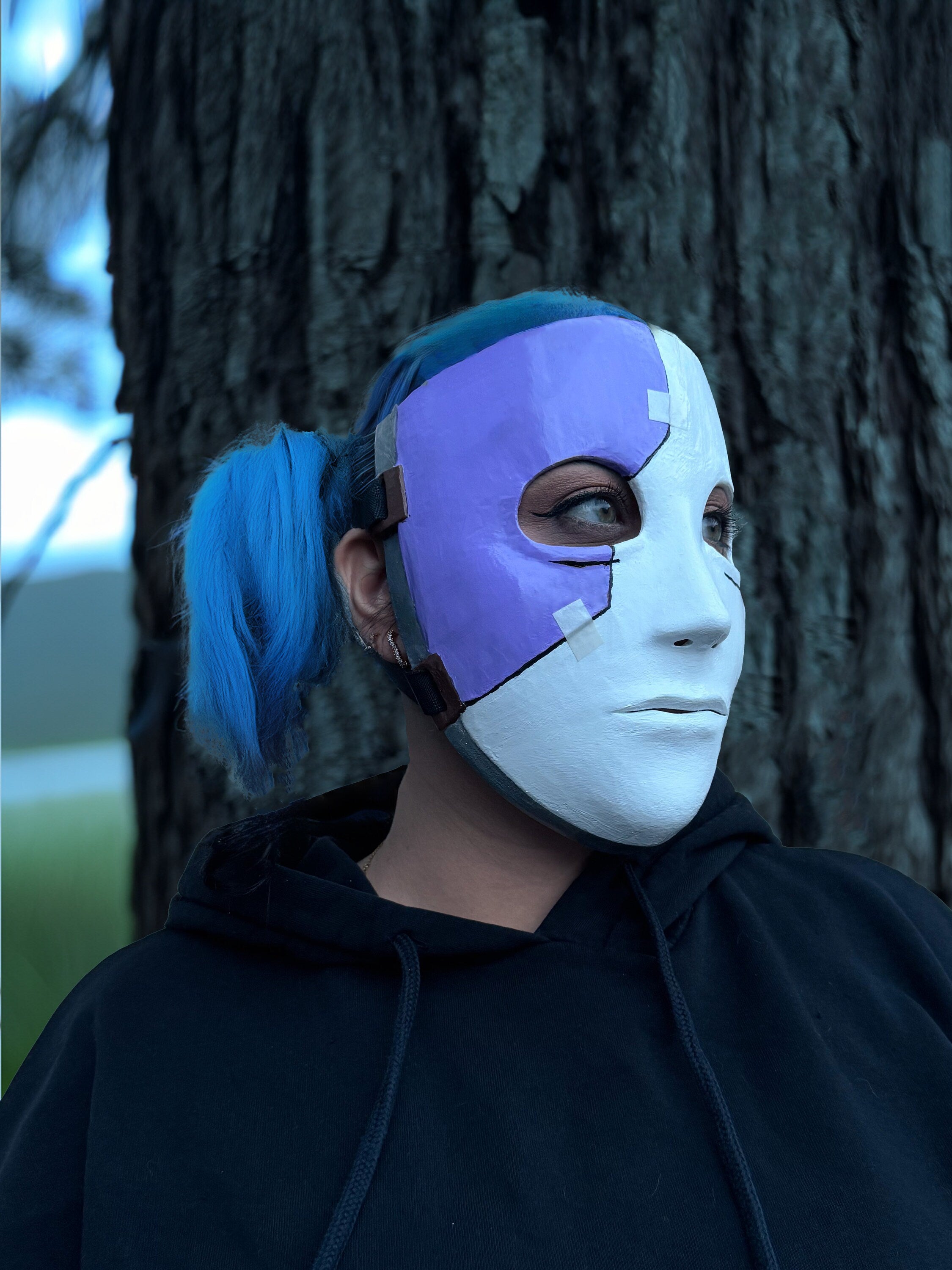 Sally Face Mask For Cosplay - Purple and White Mask - Sal Fisher Prosthesis Mask - Venemask