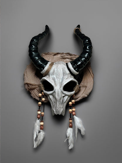 Shaman Goat Skull Mask - Ram Horns - Voodoo Costume Cosplay - Whimsical Mystic