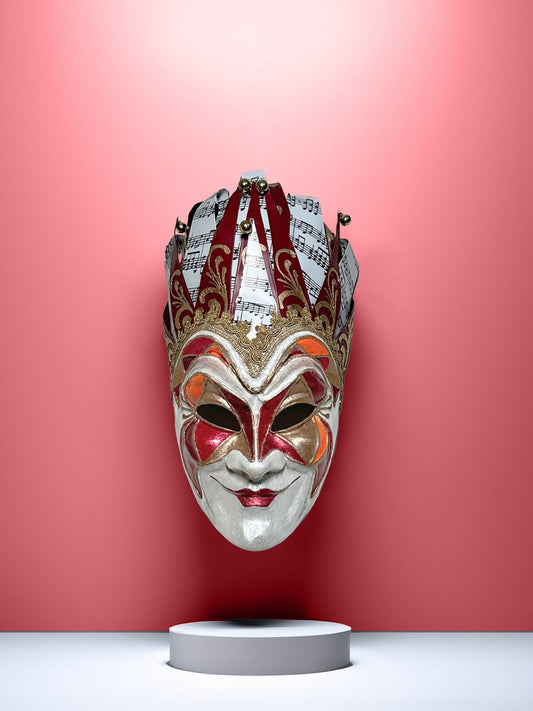 Joker Venetian Mask Iconic Techno Red - Colorful Rio Carnival Home Wall Decor -
