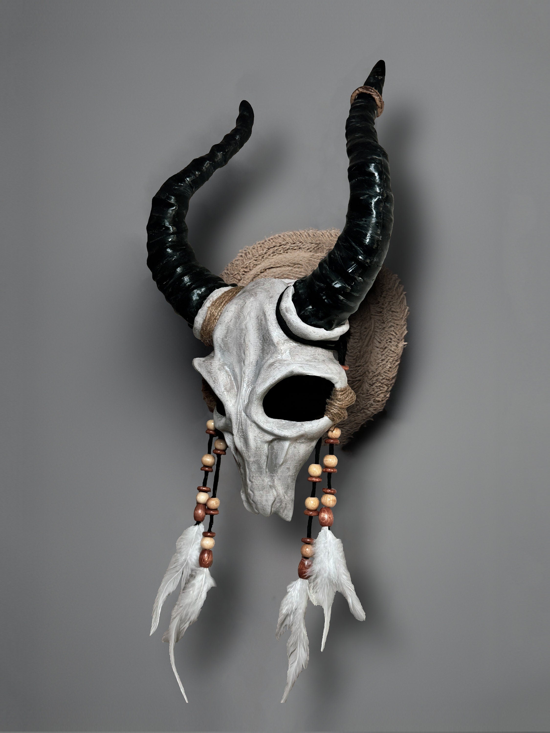 Shaman Goat Skull Mask - Ram Horns - Voodoo Costume Cosplay - Whimsical Mystic