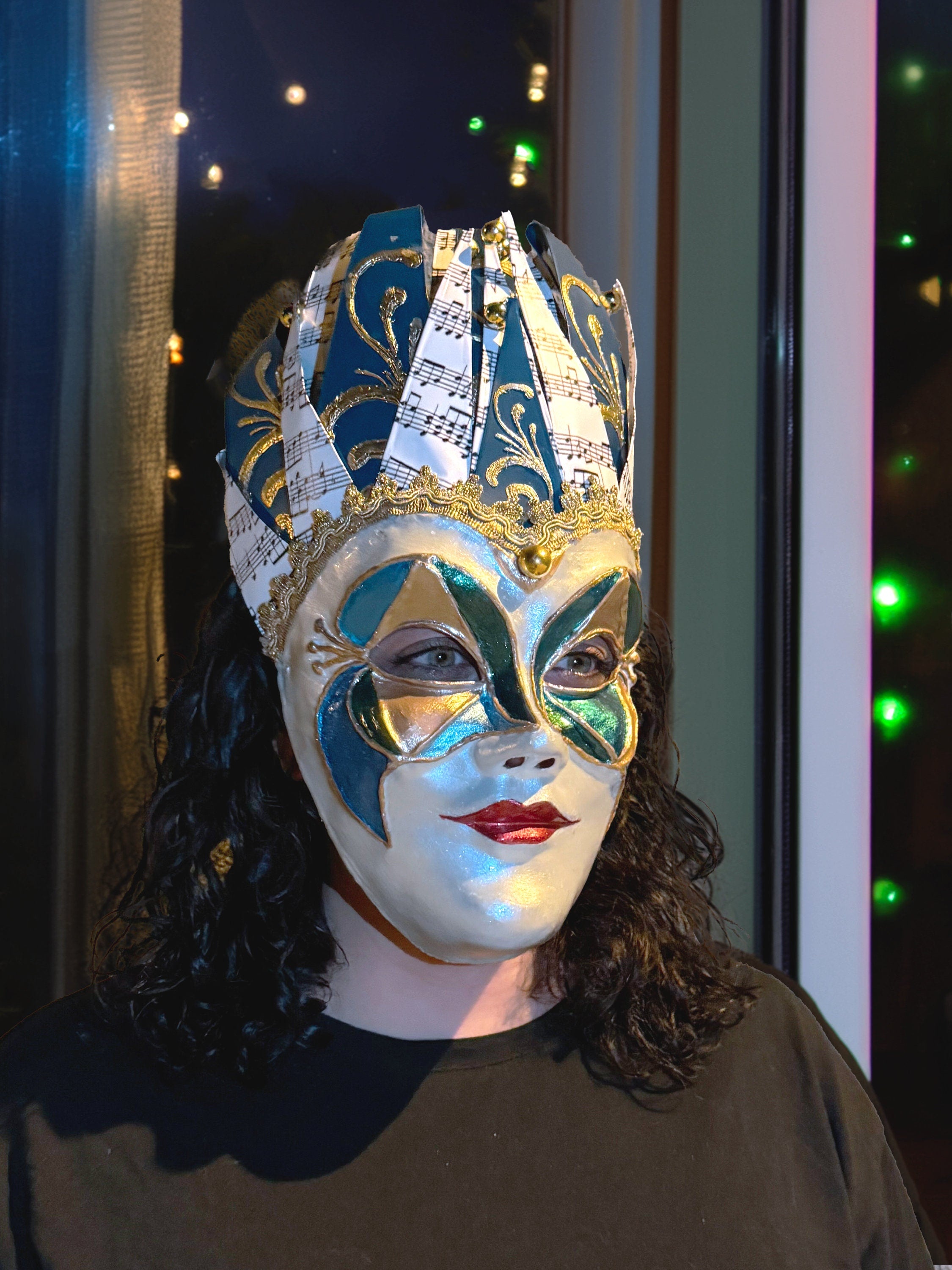 Joker Venetian Mask Woman - Colorful Rio Carnival - Techno - Jolly Mask - Venemask