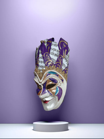 Joker Venetian Mask Iconic Techno Purple - Colorful Rio Carnival Mask - Jolly