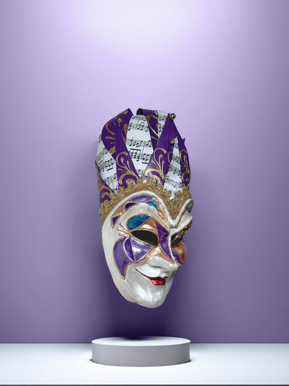 Joker Venetian Mask Iconic Techno Purple - Colorful Rio Carnival Mask - Jolly