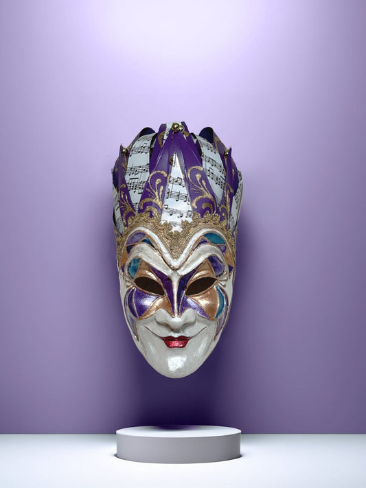 Joker Venetian Mask Iconic Techno Purple - Colorful Rio Carnival Mask - Jolly