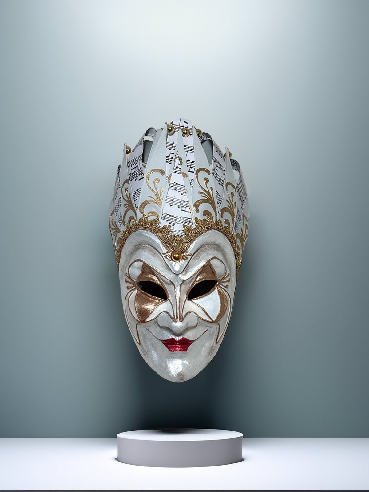 Joker Venetian Mask Unique White - Colorful Rio Carnival - Techno - Wall Decor -