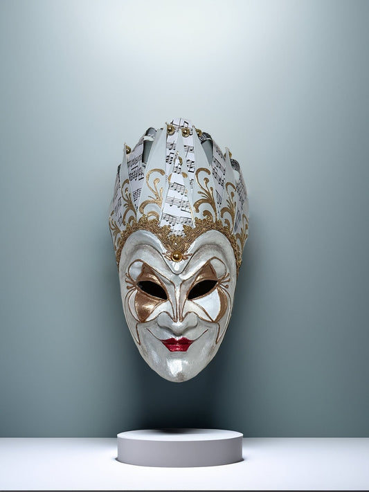 Joker Venetian Mask Unique White - Colorful Rio Carnival - Techno - Wall Decor