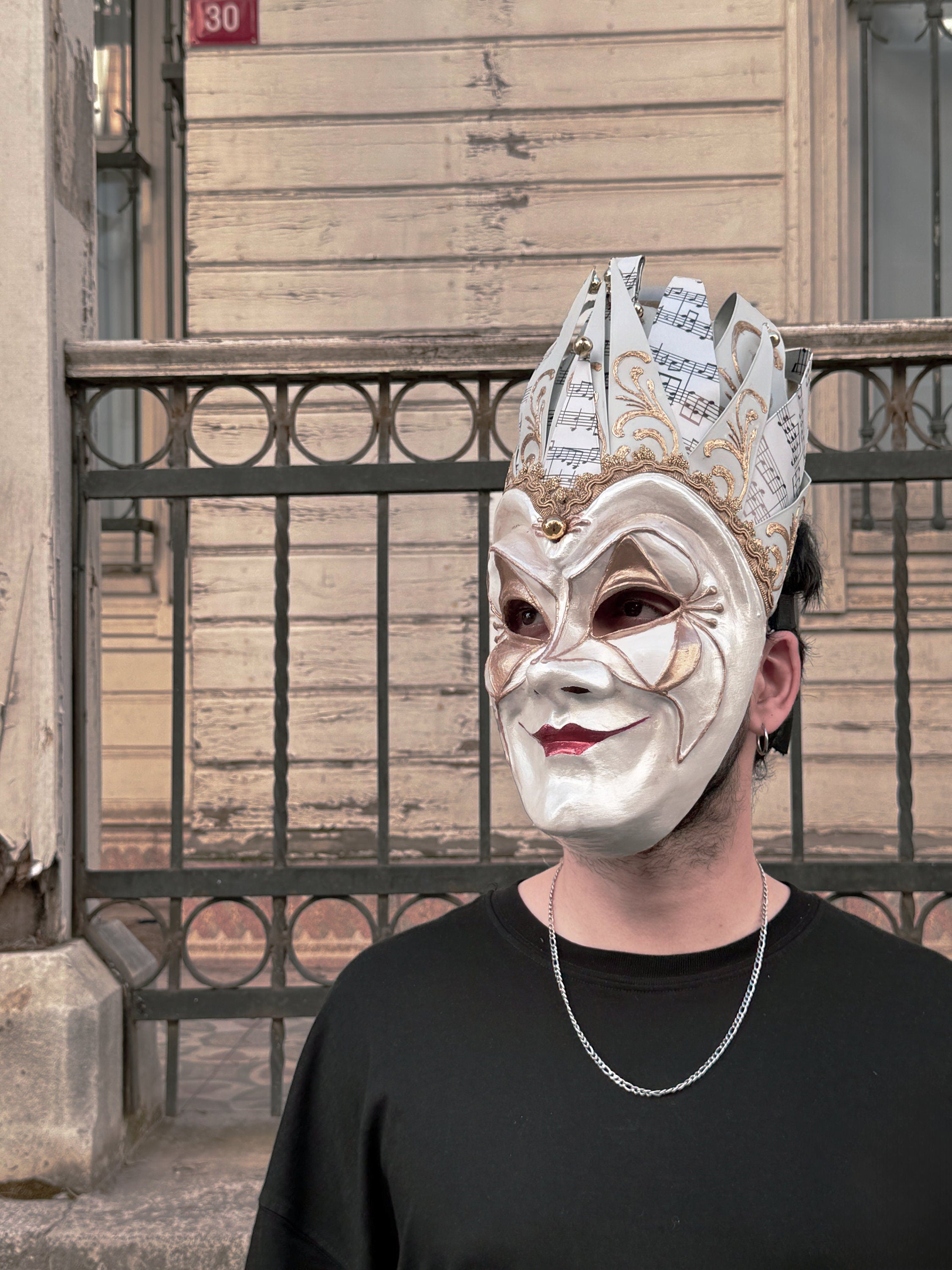 Joker Venetian Mask Unique White - Colorful Rio Carnival - Techno - Wall Decor - Venemask