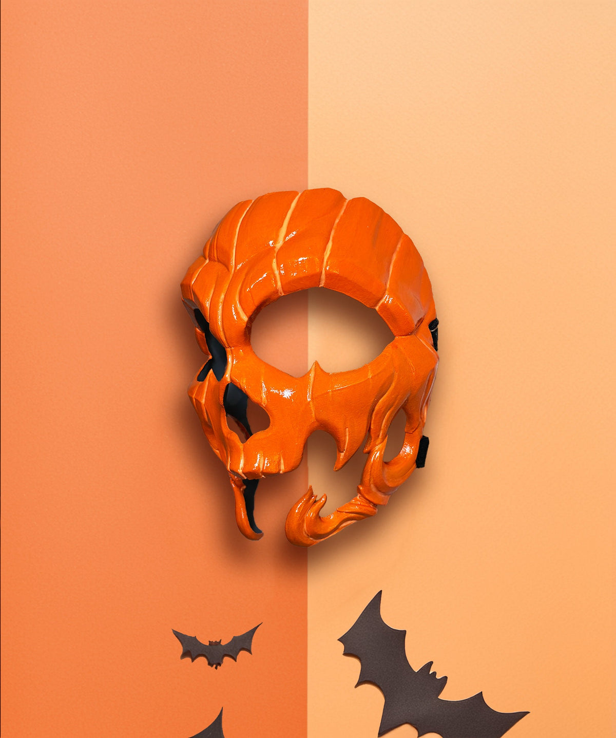 Pumpkin Skull Halloween Mask - Glow in dark lines - Jack-o-lantern Style - Scary