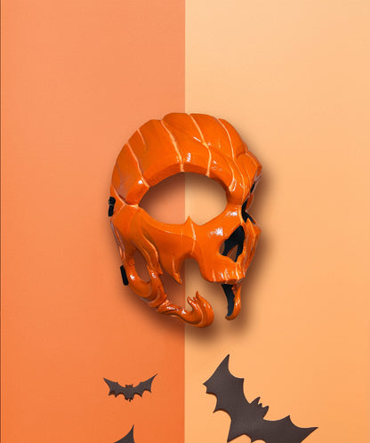 Pumpkin Skull Halloween Mask - Glow in dark lines - Jack-o-lantern Style - Scary