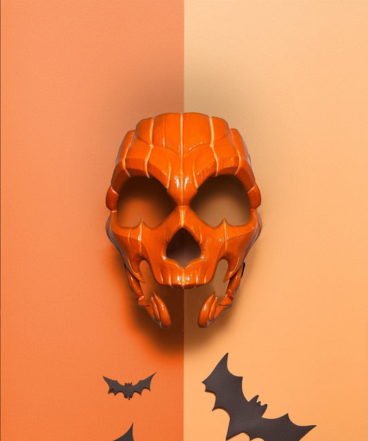 Pumpkin Skull Halloween Mask - Glow in dark lines - Jack-o-lantern Style - Scary