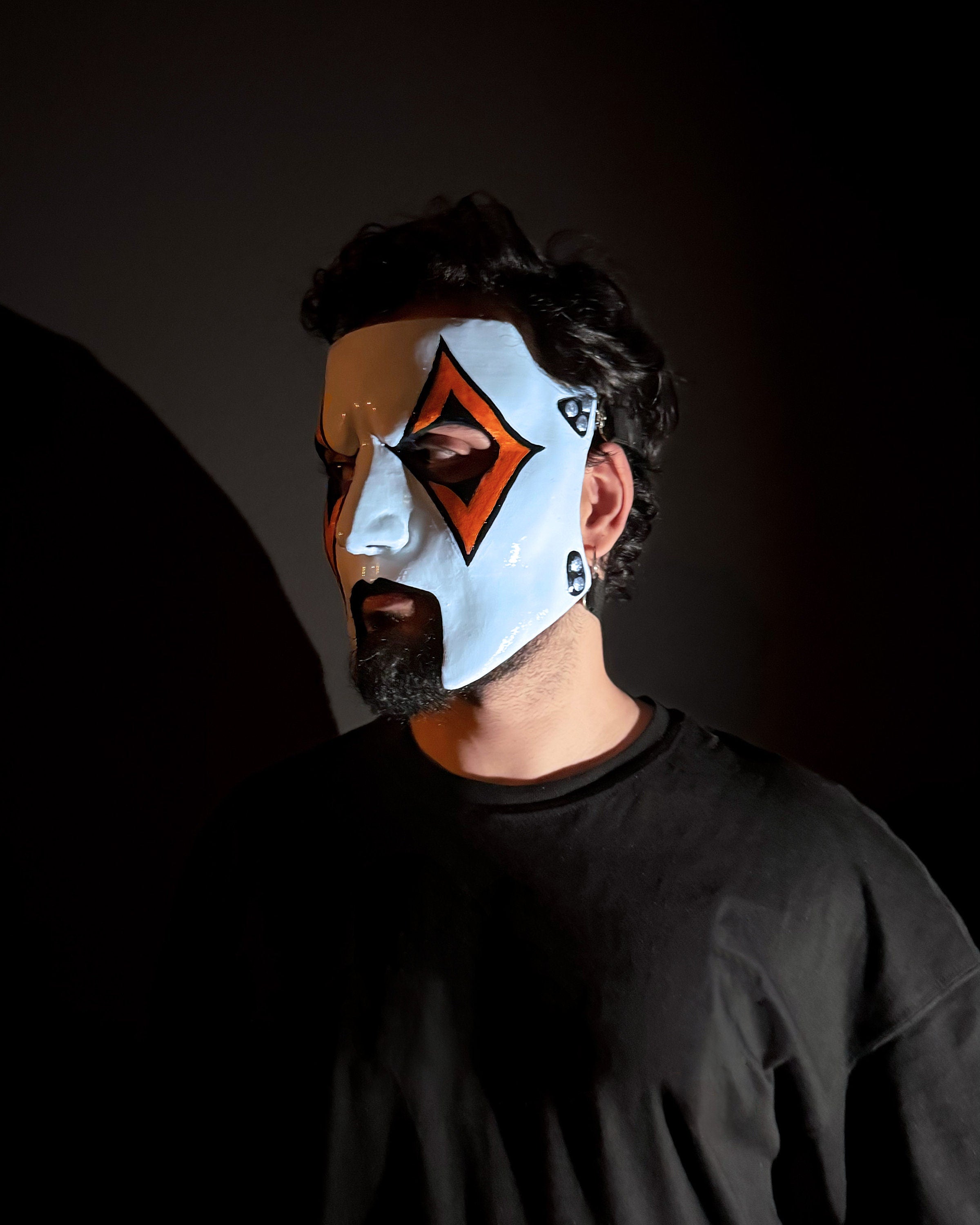 Slipknot Jim James Root New Design Mask - Orange and Black Detail - Metal Music - Venemask