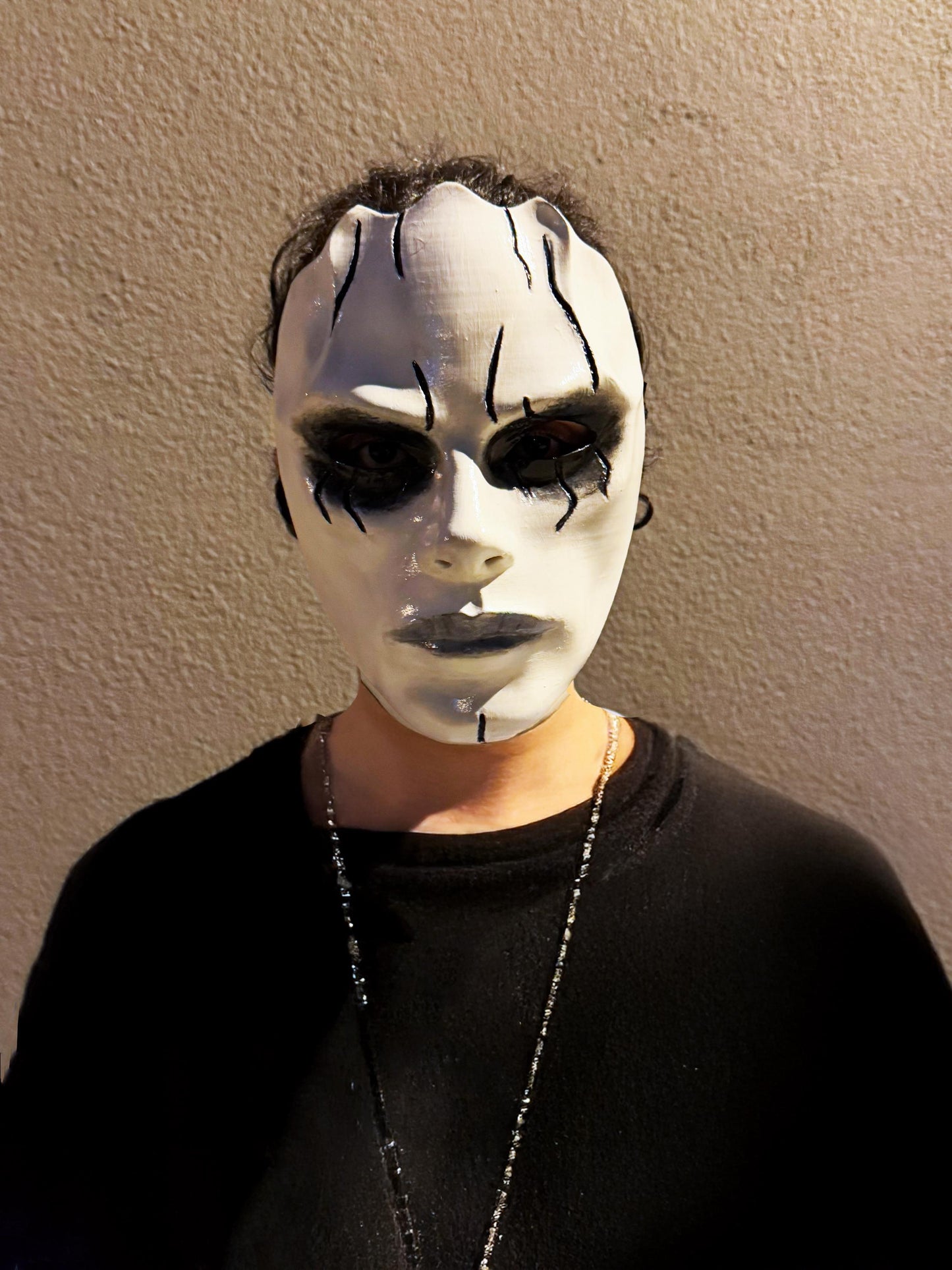 Gothic Face Venetian Mask - White Face with Black lines - Masquerade Party Mask