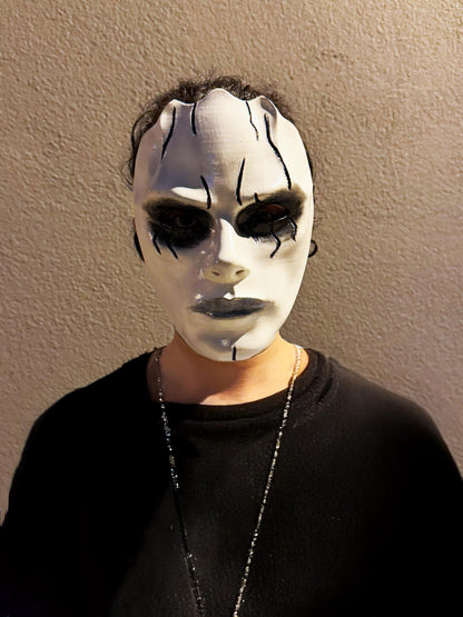 Gothic Face Venetian Mask - White Face with Black lines - Masquerade Party Mask