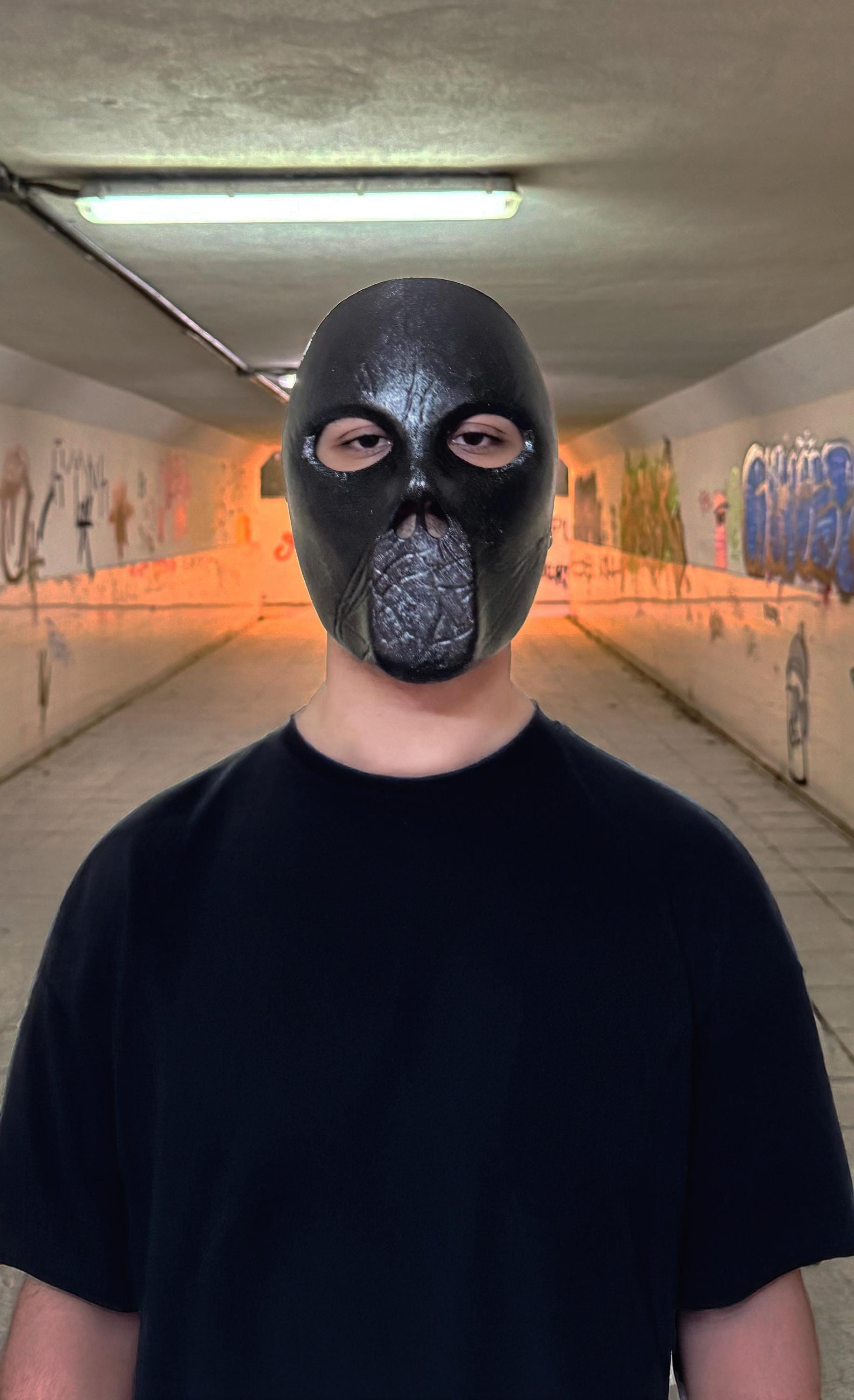 Slipknot Paul Gray Detailed IOWA Mask - Black Mask - Metal Music Band Mask - Scary Halloween - Cracked Detail - Masquerade, party, cosplay