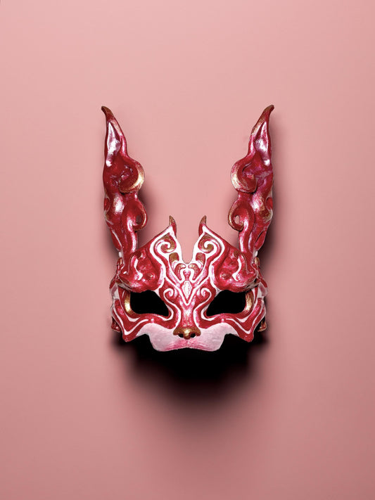Easter Rabbit Mask - Red, White and Gold Rabbit - Masque De Lapin - Steampunk