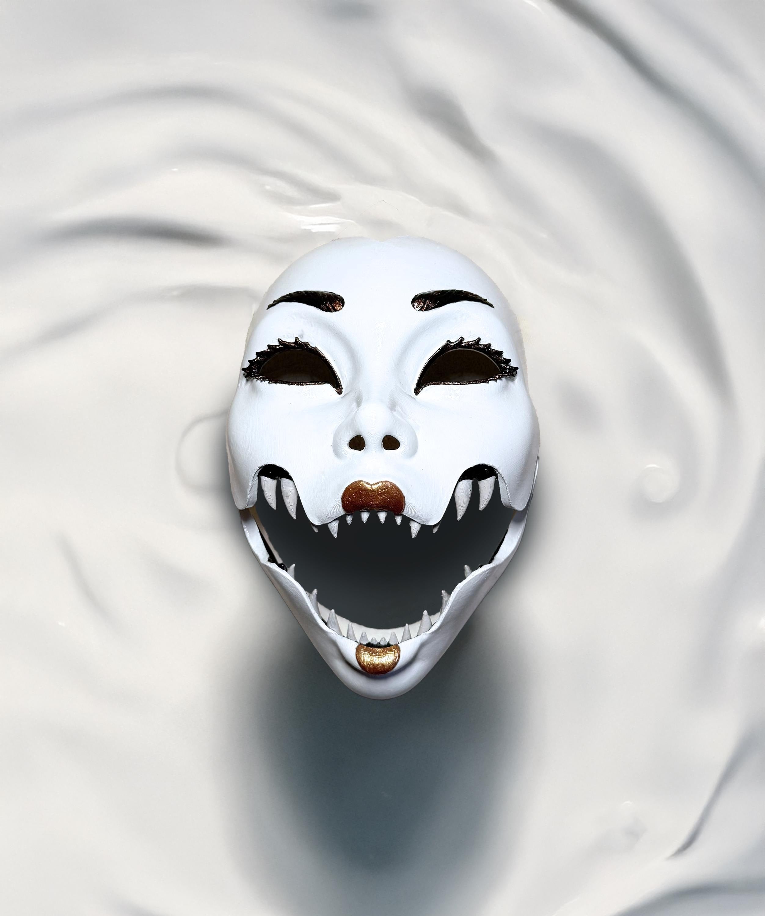 Demon Geisha Mask - Mythology Masquerade - Geisha Moveable Jar Mask - Horror Mask - Japanese folklore - Party, Cosplay, events mask
