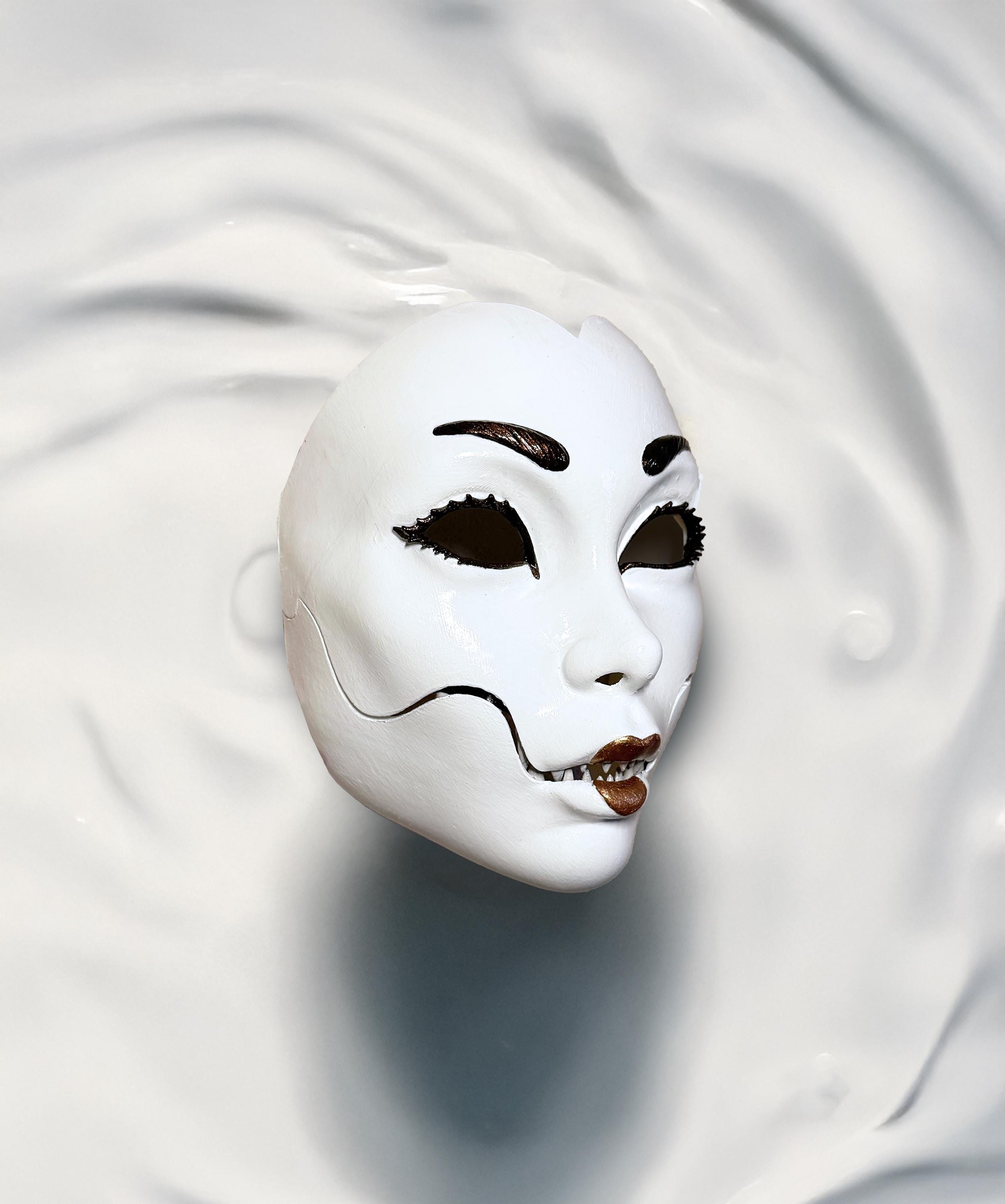 Demon Geisha Mask - Mythology Masquerade - Geisha Moveable Jar Mask - Horror Mask - Japanese folklore - Party, Cosplay, events mask