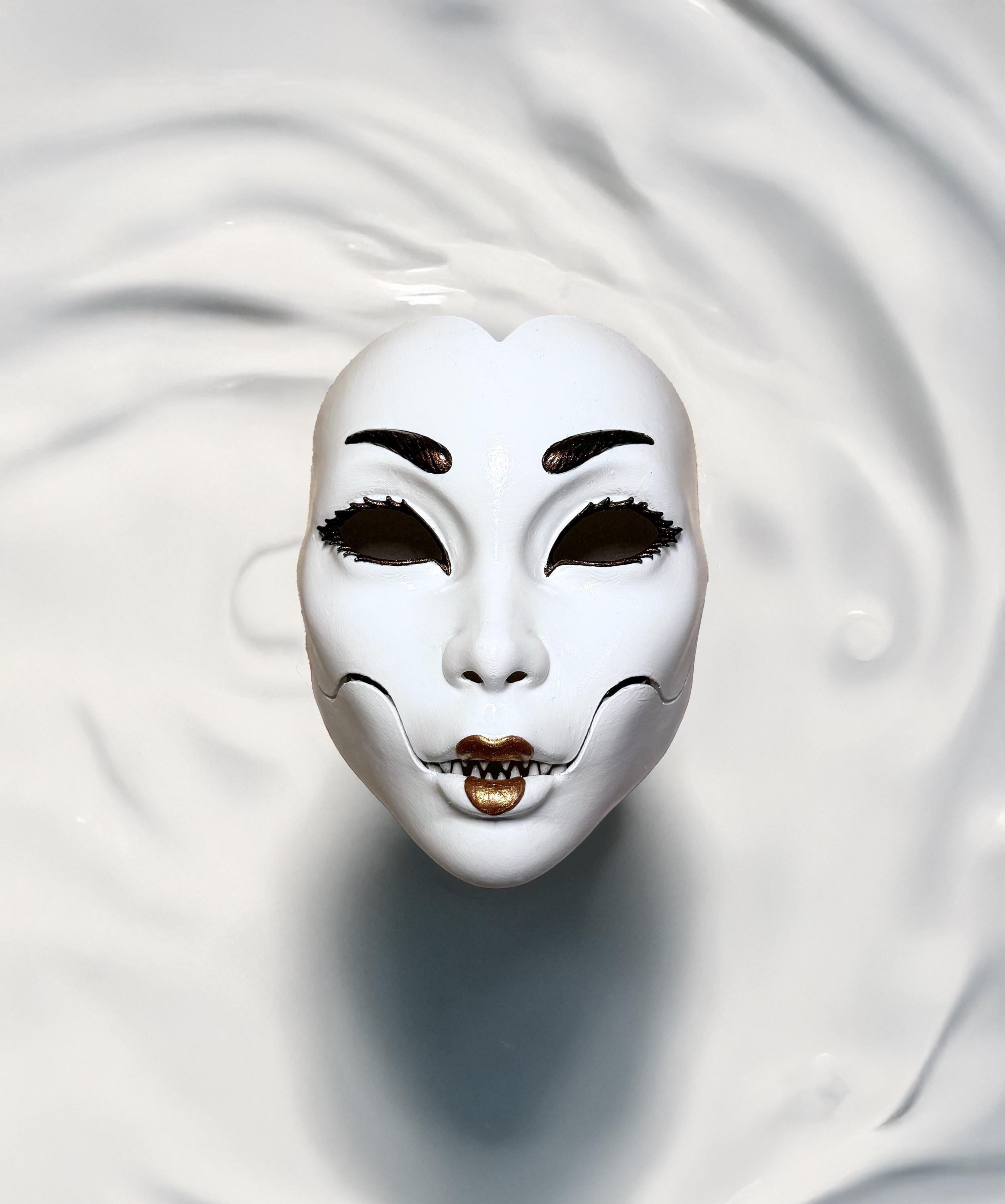 Demon Geisha Mask - Mythology Masquerade - Geisha Moveable Jar Mask - Horror Mask - Japanese folklore - Party, Cosplay, events mask