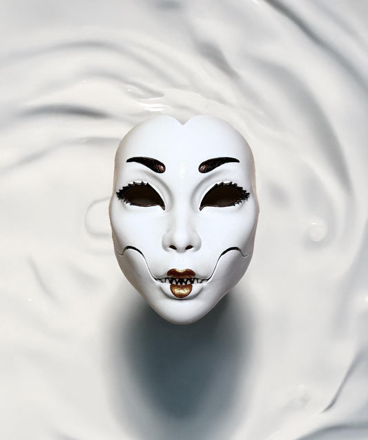 Demon Geisha Mask - Mythology Masquerade - Geisha Moveable Jar Mask - Horror Mask - Japanese folklore - Party, Cosplay, events mask