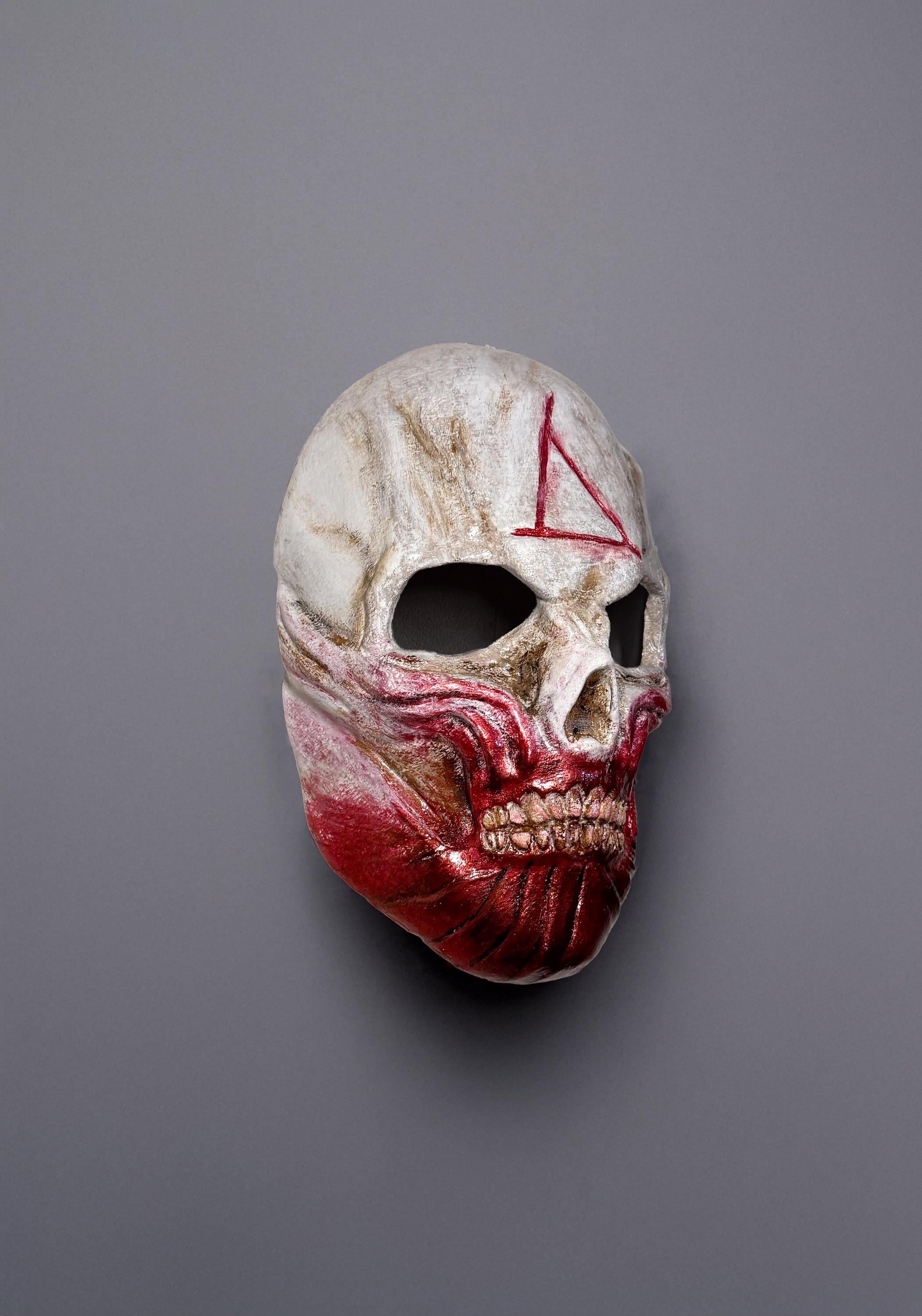 Bloody Skull Ghoul Face Skeleton Scary Mask - Triangle stamp detail - Halloween Mask - Horror Gothic - Death Skull